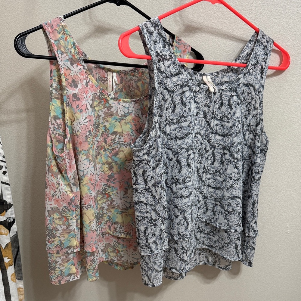 Women’s Frenchi Blouse Set: Pastel Floral and a Black & White Paisley. Size S